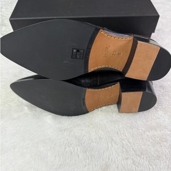 Coach Snake-Embossed q9125 Patchwork Black on Black Size 7B Chelsea Boot Leather - Picture 4 of 7